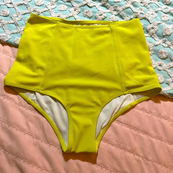 KORTNI JEANE High Waisted Swim Bottoms “Lemon” - Sz S - Picture 1 of 5